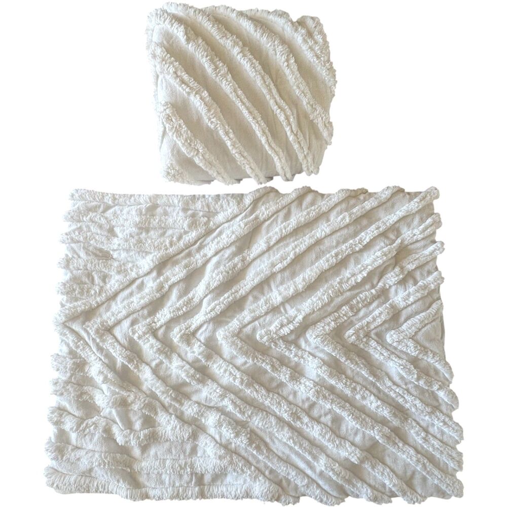 Pottery Barn Teen Dorm Modern Artisan Quilted Sham Standard Pair Ivory NWOT - Picture 2 of 9
